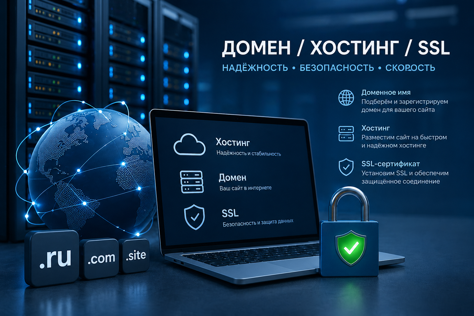 Пример настройки домена, хостинга и SSL